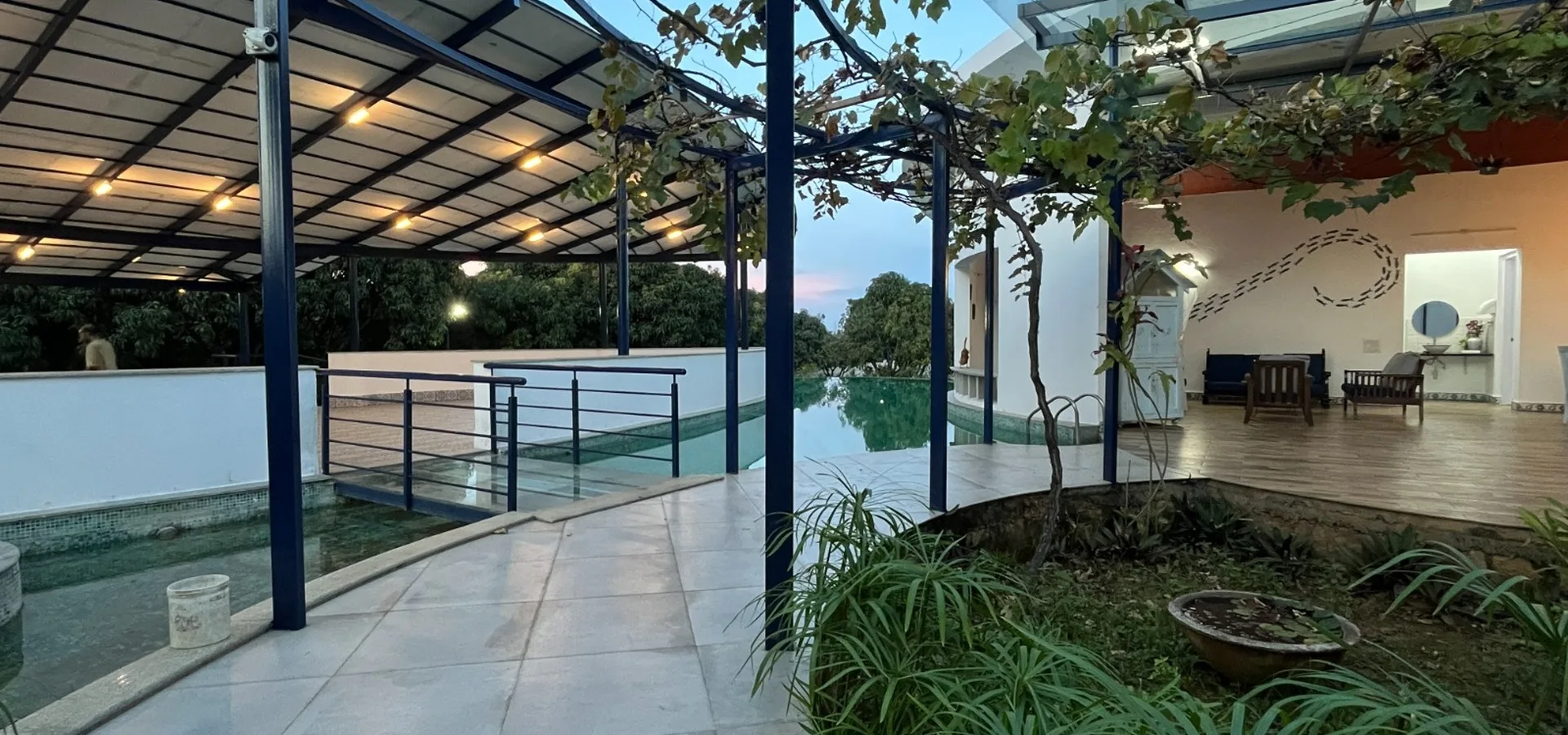 Blue Lagoon — Mediterranean-Style Villa with Skylit Bathrooms, Rajankunte